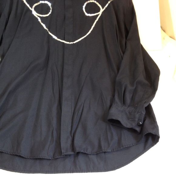 Vintage ELLIOTT Dress Shirt Button Up Black Long Sleeve Cowboy Design Mens L - Picture 5 of 15